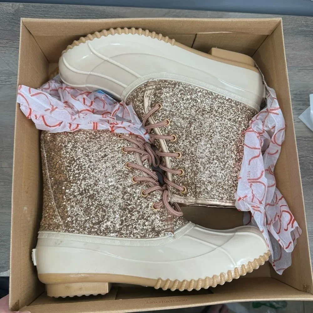 Sugar Women's Glitter Duck Boots sz 8 Waterproof NEW #G940